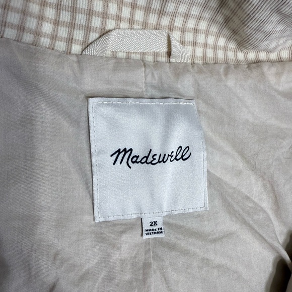 Madewell Cream Teddy Jacket with Gingham Accents - Picture 2 of 8